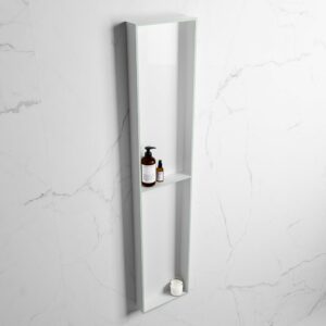 MONDIAZ EASY Nis 89,5x29,5cm in solid surface kleur Greey | Talc. 2 vakken geschikt voor in- of opbouw