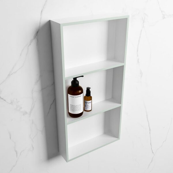 MONDIAZ EASY Nis 59,5x29,5cm in solid surface kleur Greey | Talc. 3 vakken geschikt voor in- of opbouw