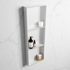 MONDIAZ EASY Nis 89,5x29,5cm in solid surface kleur Greey | Talc. 3 vakken geschikt voor in- of opbouw