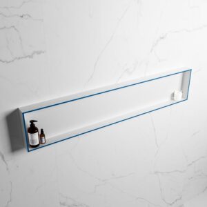 MONDIAZ EASY Nis 149,5x29,5cm in solid surface kleur Jeans | Talc. 1 vak geschikt voor in- of opbouw