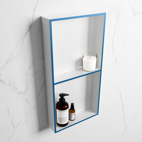 MONDIAZ EASY Nis 59,5x29,5cm in solid surface kleur Jeans | Talc. 2 vakken geschikt voor in- of opbouw