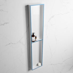 MONDIAZ EASY Nis 89,5x29,5cm in solid surface kleur Jeans | Talc. 2 vakken geschikt voor in- of opbouw