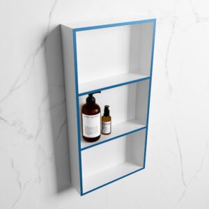MONDIAZ EASY Nis 59,5x29,5cm in solid surface kleur Jeans | Talc. 3 vakken geschikt voor in- of opbouw