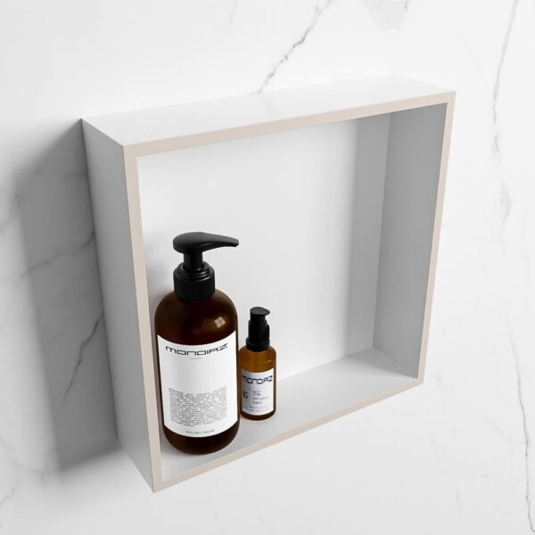 MONDIAZ EASY Nis 29,5x29,5cm in solid surface kleur Linen | Talc. 1 vak geschikt voor in- of opbouw