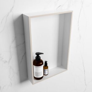 MONDIAZ EASY Nis 44,5x29,5cm in solid surface kleur Linen | Talc. 1 vak geschikt voor in- of opbouw