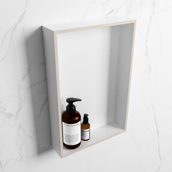 MONDIAZ EASY Nis 44,5x29,5cm in solid surface kleur Linen | Talc. 1 vak geschikt voor in- of opbouw
