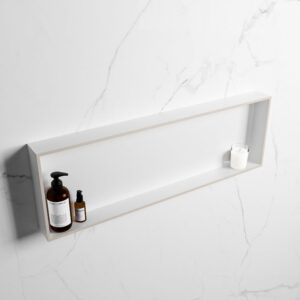 MONDIAZ EASY Nis 89,5x29,5cm in solid surface kleur Linen | Talc. 1 vak geschikt voor in- of opbouw