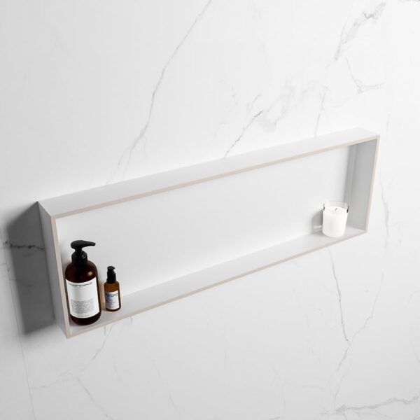 MONDIAZ EASY Nis 89,5x29,5cm in solid surface kleur Linen | Talc. 1 vak geschikt voor in- of opbouw