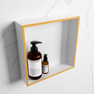 MONDIAZ EASY Nis 29,5x29,5cm in solid surface kleur Ocher | Talc. 1 vak geschikt voor in- of opbouw