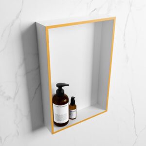 MONDIAZ EASY Nis 44,5x29,5cm in solid surface kleur Ocher | Talc. 1 vak geschikt voor in- of opbouw