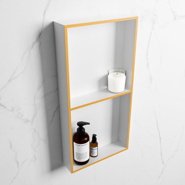 MONDIAZ EASY Nis 59,5x29,5cm in solid surface kleur Ocher | Talc. 2 vakken geschikt voor in- of opbouw