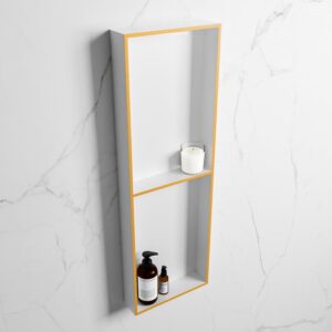 MONDIAZ EASY Nis 149,5x29,5cm in solid surface kleur Ocher | Talc. 2 vakken geschikt voor in- of opbouw