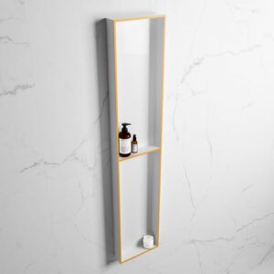 MONDIAZ EASY Nis 89,5x29,5cm in solid surface kleur Ocher | Talc. 2 vakken geschikt voor in- of opbouw