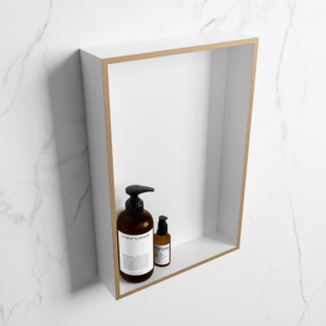 MONDIAZ EASY Nis 44,5x29,5cm in solid surface kleur Oro | Talc. 1 vak geschikt voor in- of opbouw