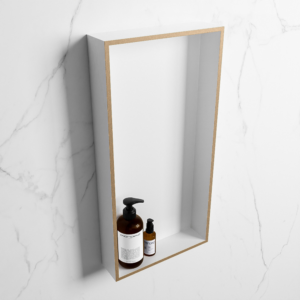 MONDIAZ EASY Nis 59,5x29,5cm in solid surface kleur Oro | Talc. 1 vak geschikt voor in- of opbouw