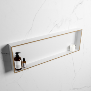 MONDIAZ EASY Nis 89,5x29,5cm in solid surface kleur Oro | Talc. 1 vak geschikt voor in- of opbouw