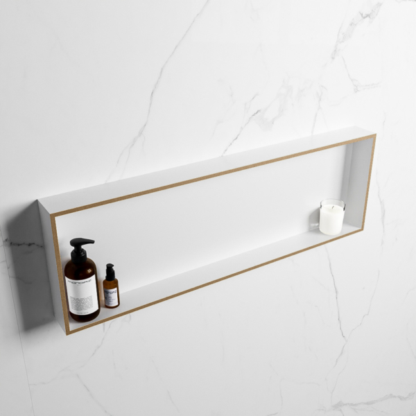 MONDIAZ EASY Nis 89,5x29,5cm in solid surface kleur Oro | Talc. 1 vak geschikt voor in- of opbouw
