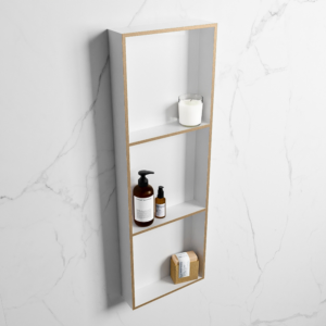 MONDIAZ EASY Nis 89,5x29,5cm in solid surface kleur Oro | Talc. 3 vakken geschikt voor in- of opbouw