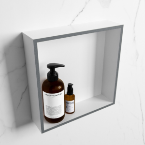 MONDIAZ EASY Nis 29,5x29,5cm in solid surface kleur Plata | Talc. 1 vak geschikt voor in- of opbouw