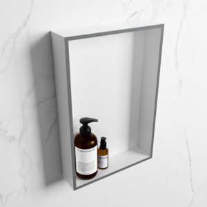 MONDIAZ EASY Nis 44,5x29,5cm in solid surface kleur Plata | Talc. 1 vak geschikt voor in- of opbouw