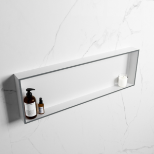 MONDIAZ EASY Nis 89,5x29,5cm in solid surface kleur Plata | Talc. 1 vak geschikt voor in- of opbouw