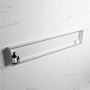 MONDIAZ EASY Nis 149,5x29,5cm in solid surface kleur Plata | Talc. 1 vak geschikt voor in- of opbouw