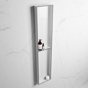 MONDIAZ EASY Nis 89,5x29,5cm in solid surface kleur Plata | Talc. 2 vakken geschikt voor in- of opbouw
