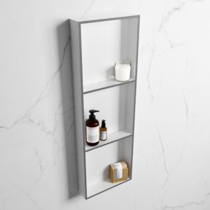 MONDIAZ EASY Nis 89,5x29,5cm in solid surface kleur Plata | Talc. 3 vakken geschikt voor in- of opbouw