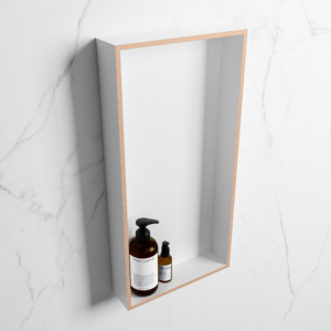 MONDIAZ EASY Nis 59,5x29,5cm in solid surface kleur Rosee | Talc. 1 vak geschikt voor in- of opbouw