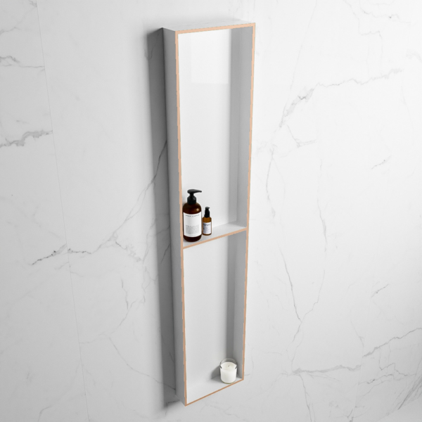MONDIAZ EASY Nis 89,5x29,5cm in solid surface kleur Rosee | Talc. 2 vakken geschikt voor in- of opbouw