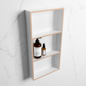 MONDIAZ EASY Nis 59,5x29,5cm in solid surface kleur Rosee | Talc. 3 vakken geschikt voor in- of opbouw