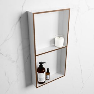 MONDIAZ EASY Nis 59,5x29,5cm in solid surface kleur Rust | Talc. 2 vakken geschikt voor in- of opbouw