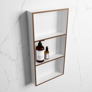 MONDIAZ EASY Nis 59,5x29,5cm in solid surface kleur Rust | Talc. 3 vakken geschikt voor in- of opbouw