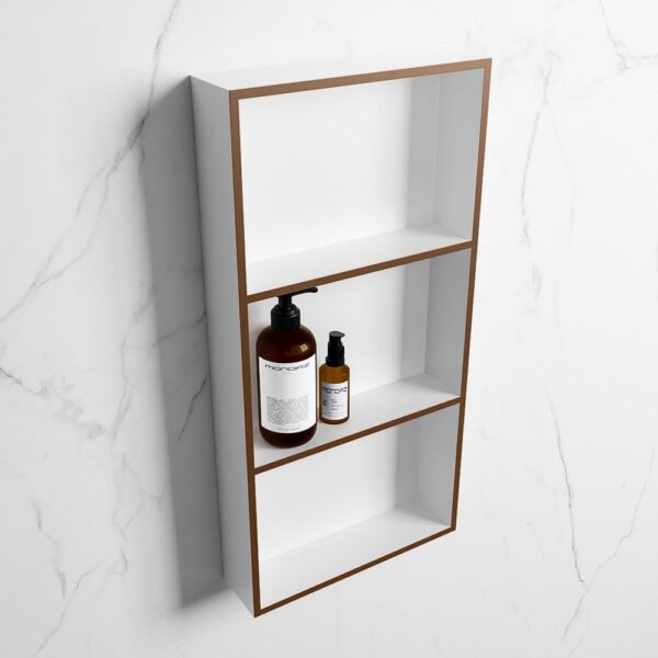 MONDIAZ EASY Nis 59,5x29,5cm in solid surface kleur Rust | Talc. 3 vakken geschikt voor in- of opbouw