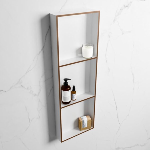 MONDIAZ EASY Nis 89,5x29,5cm in solid surface kleur Rust | Talc. 3 vakken geschikt voor in- of opbouw