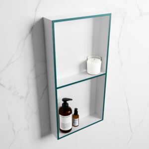 MONDIAZ EASY Nis 59,5x29,5cm in solid surface kleur Smag | Talc. 2 vakken geschikt voor in- of opbouw