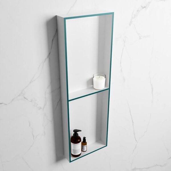 MONDIAZ EASY Nis 149,5x29,5cm in solid surface kleur Smag | Talc. 2 vakken geschikt voor in- of opbouw