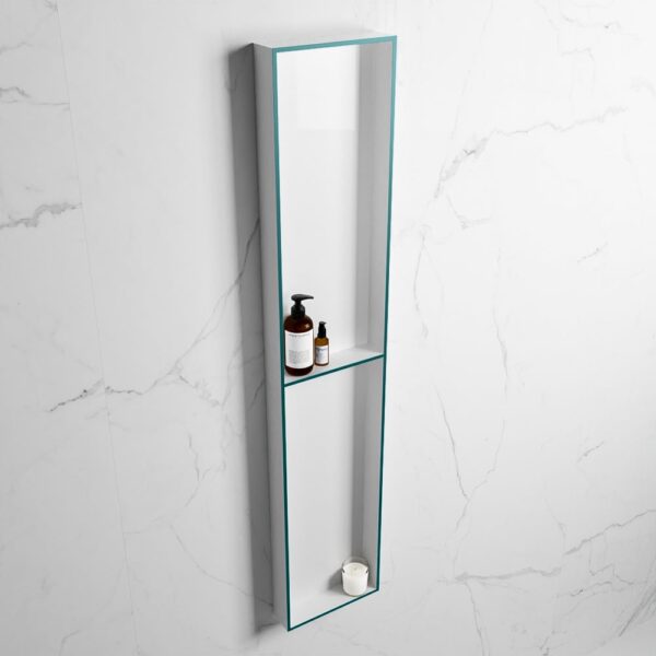 MONDIAZ EASY Nis 89,5x29,5cm in solid surface kleur Smag | Talc. 2 vakken geschikt voor in- of opbouw