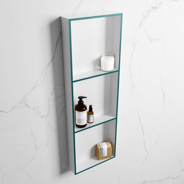MONDIAZ EASY Nis 89,5x29,5cm in solid surface kleur Smag | Talc. 3 vakken geschikt voor in- of opbouw