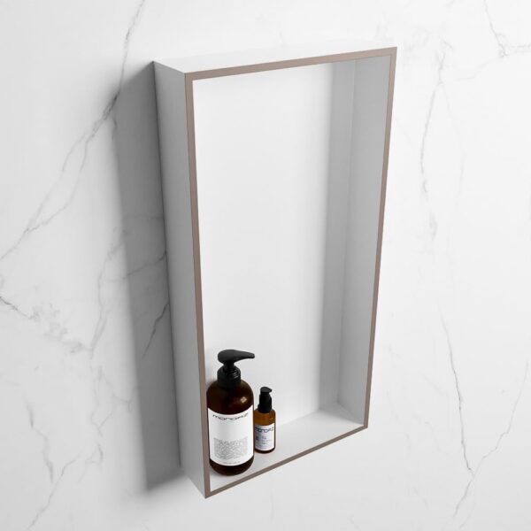 MONDIAZ EASY Nis 59,5x29,5cm in solid surface kleur Smoke | Talc. 1 vak geschikt voor in- of opbouw