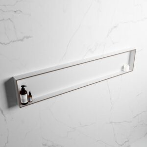 MONDIAZ EASY Nis 149,5x29,5cm in solid surface kleur Smoke | Talc. 1 vak geschikt voor in- of opbouw