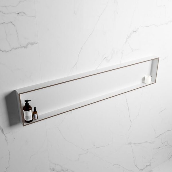 MONDIAZ EASY Nis 149,5x29,5cm in solid surface kleur Smoke | Talc. 1 vak geschikt voor in- of opbouw