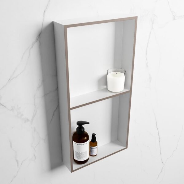 MONDIAZ EASY Nis 59,5x29,5cm in solid surface kleur Smoke | Talc. 2 vakken geschikt voor in- of opbouw