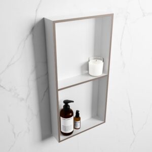 MONDIAZ EASY Nis 59,5x29,5cm in solid surface kleur Smoke | Talc. 2 vakken geschikt voor in- of opbouw