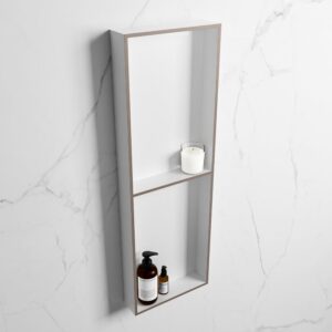 MONDIAZ EASY Nis 149,5x29,5cm in solid surface kleur Smoke | Talc. 2 vakken geschikt voor in- of opbouw