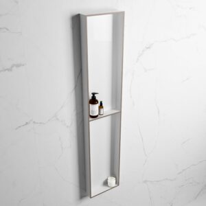 MONDIAZ EASY Nis 89,5x29,5cm in solid surface kleur Smoke | Talc. 2 vakken geschikt voor in- of opbouw