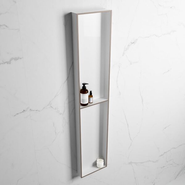 MONDIAZ EASY Nis 89,5x29,5cm in solid surface kleur Smoke | Talc. 2 vakken geschikt voor in- of opbouw
