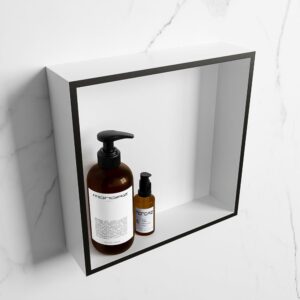 MONDIAZ EASY Nis 29,5x29,5cm in solid surface kleur Urban | Talc. 1 vak geschikt voor in- of opbouw