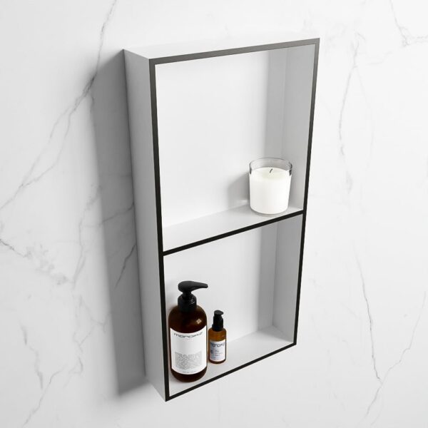 MONDIAZ EASY Nis 59,5x29,5cm in solid surface kleur Urban | Talc. 2 vakken geschikt voor in- of opbouw