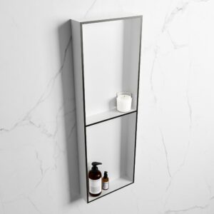 MONDIAZ EASY Nis 149,5x29,5cm in solid surface kleur Urban | Talc. 2 vakken geschikt voor in- of opbouw